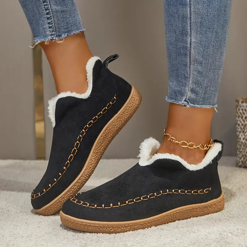 🔥LAST DAY 60% OFF🔥 Women's Cozy Fleece-Lined Slip-On Ankle Boots